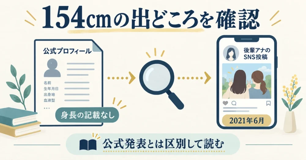 公式に身長欄がなくSNSが出どころを示す図