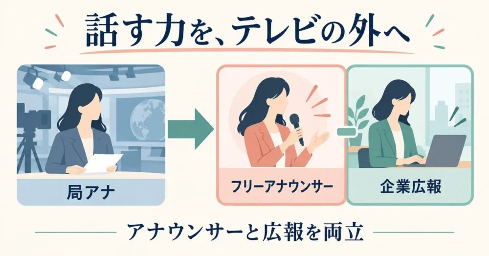 局アナから広報へ進む道のりを表す図