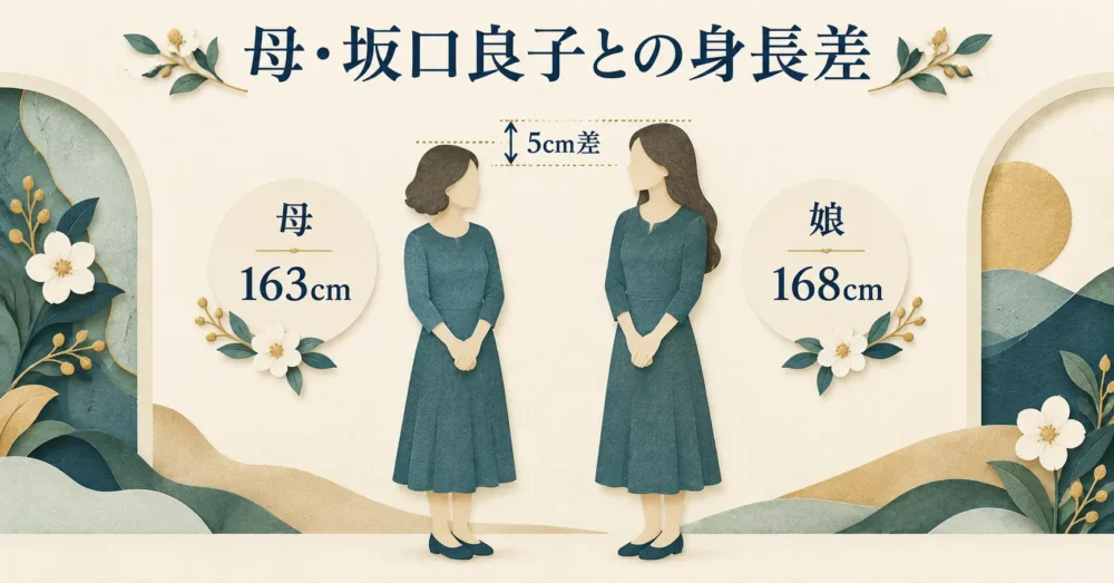 母163cmと娘168cmの5cm差を表した図