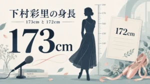 下村彩里の身長173cmと172cm説を示す図