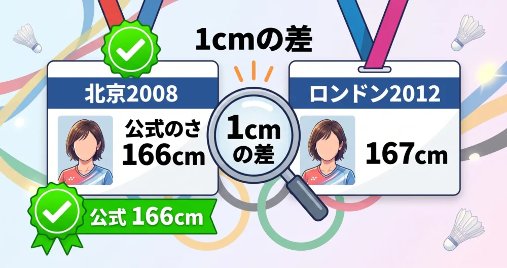 潮田玲子の身長166cmと167cmの資料比較図