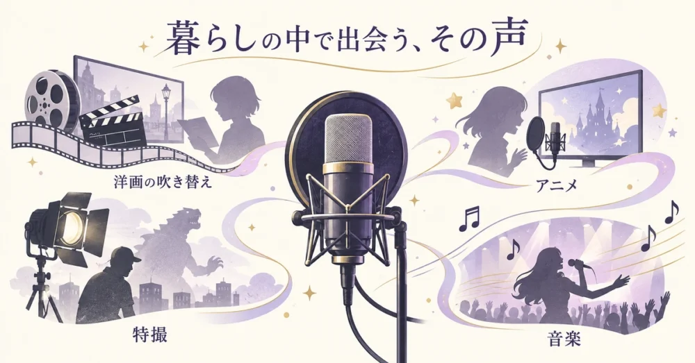 洋画吹き替えやプリキュアなど代表的な仕事の図