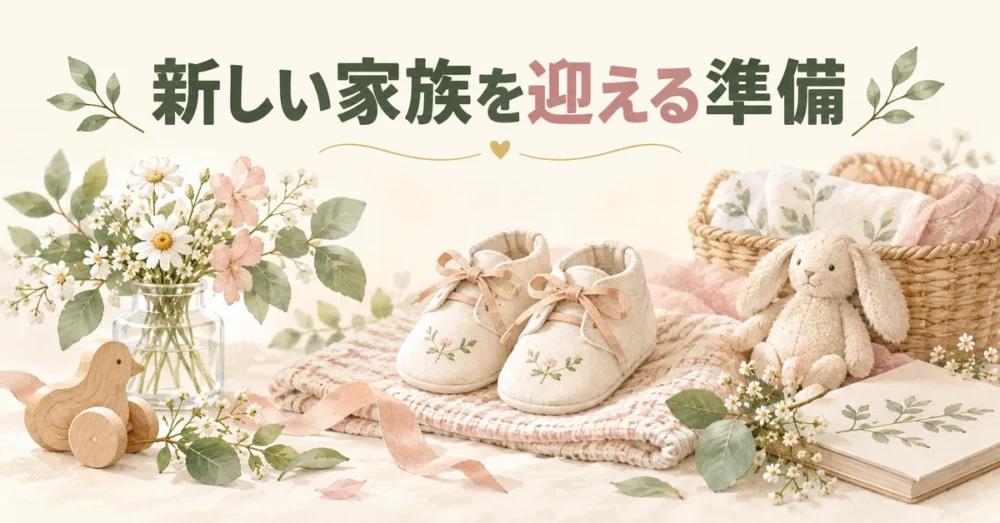 新しい家族を迎える準備を表したイラスト