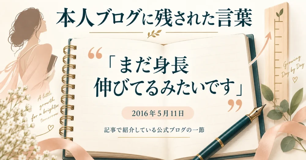 本人ブログに残る身長が伸びた記述を示す図