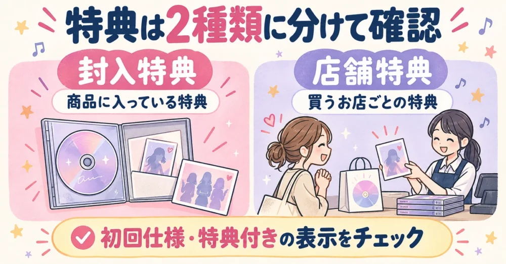 封入特典と店舗特典の違いを図解