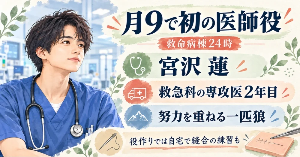 木戸大聖が演じる専攻医・宮沢蓮の紹介図