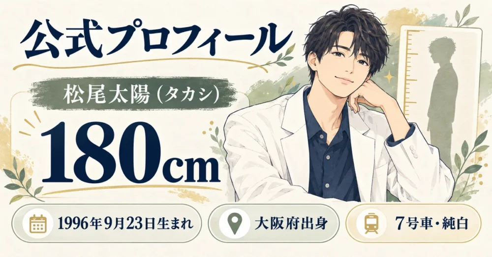 松尾太陽の公式プロフィールと身長180cm
