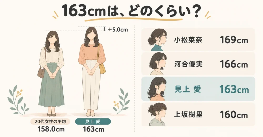 見上愛163cmを女性の平均158cmや共演者と比較した図
