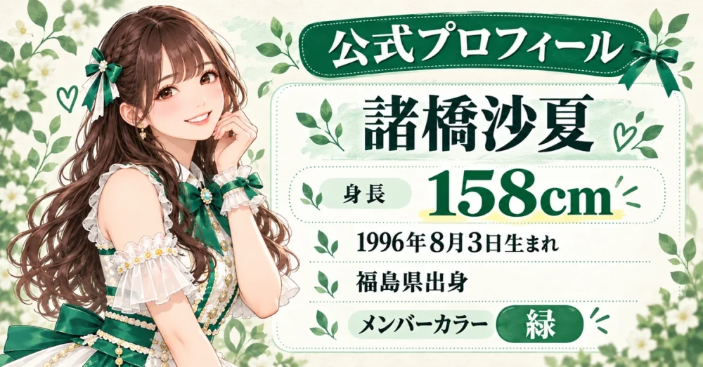 諸橋沙夏の公式プロフィールと身長158cm