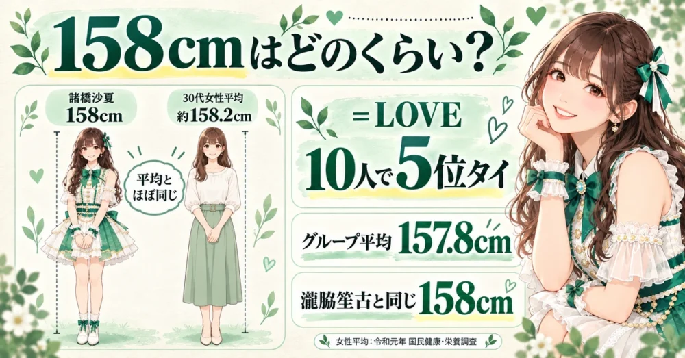 諸橋沙夏158cmと30代女性平均・10人の比較