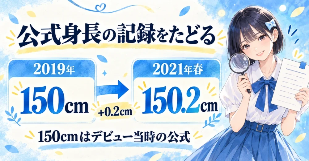 公式身長が150cmから150.2cmに変わった記録