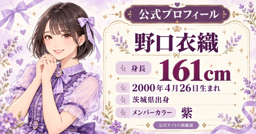 野口衣織の公式プロフィールと身長161cm