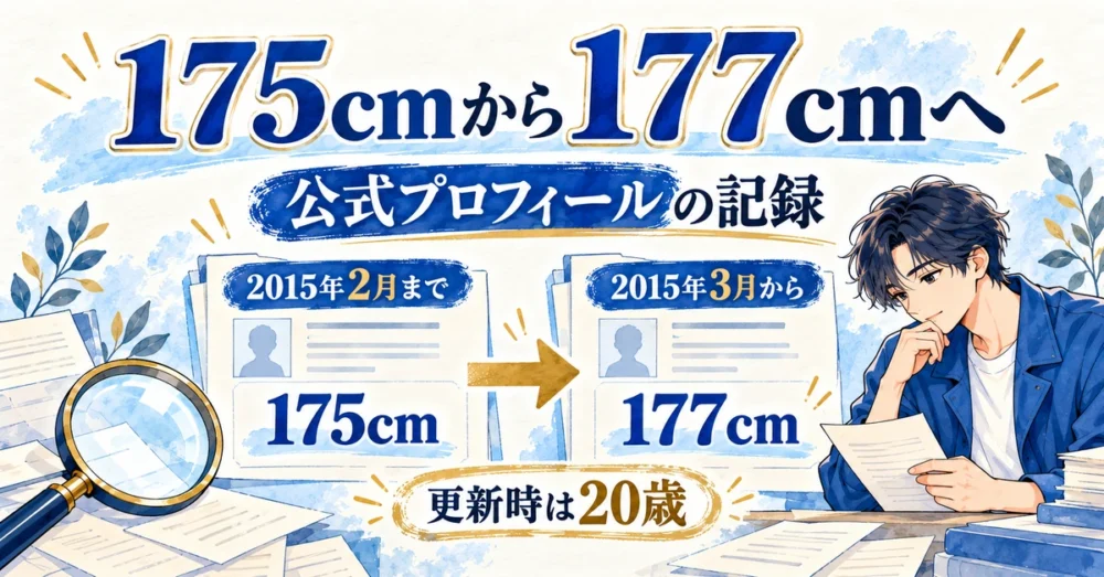 2015年3月に175cmから177cmへ変わった記録