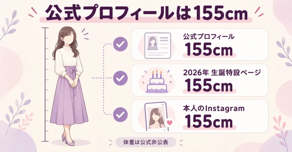 大谷映美里の公式プロフィールと身長155cm