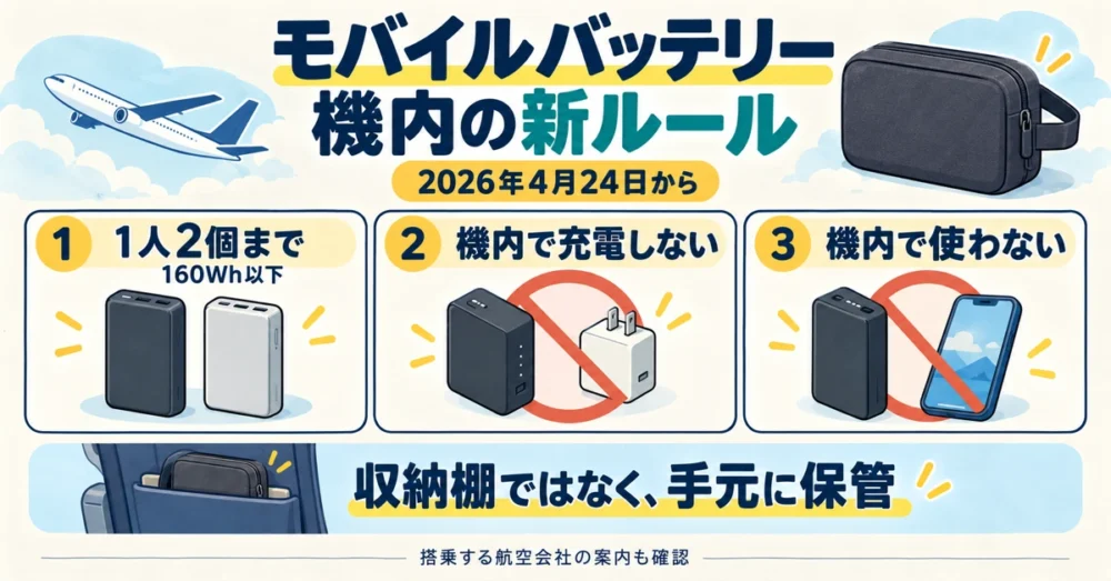 2026年4月からのモバイルバッテリー機内ルール