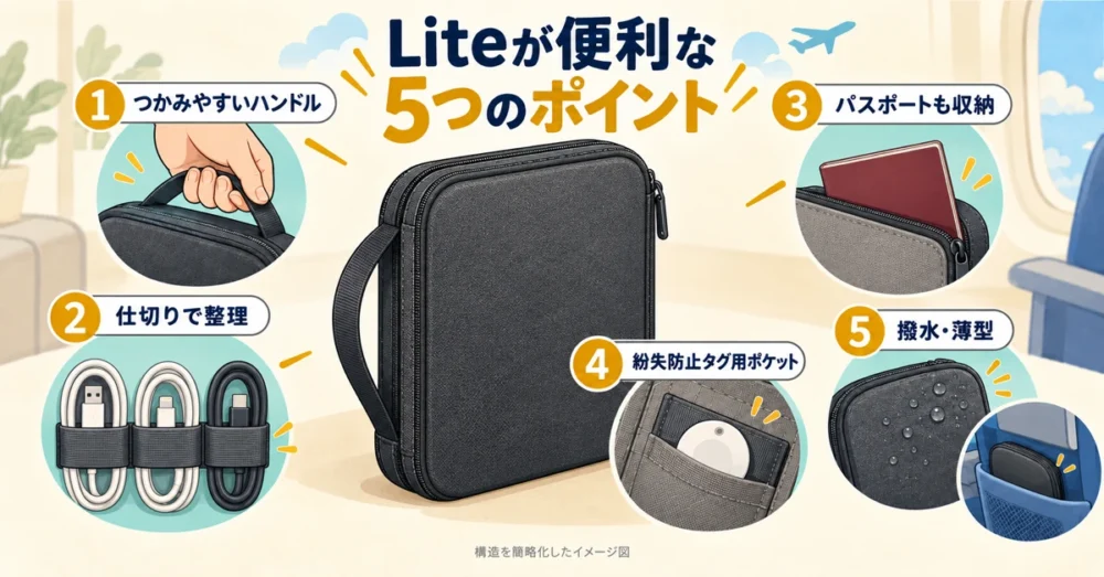 テックオーガナイザーLiteの5つのポイント図解