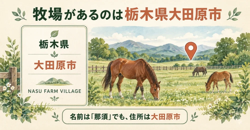 紗栄子の牧場の所在地を示す栃木県大田原市の図