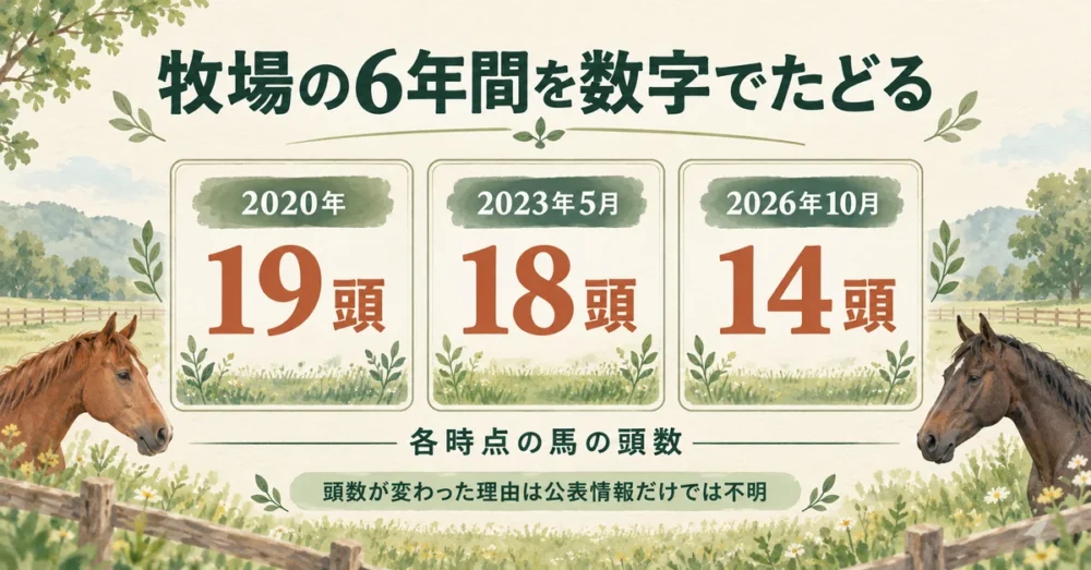 紗栄子の牧場の馬の頭数を時点別に整理した図