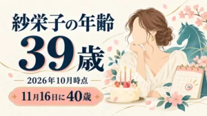 紗栄子の年齢39歳と40歳の誕生日を示すイラスト