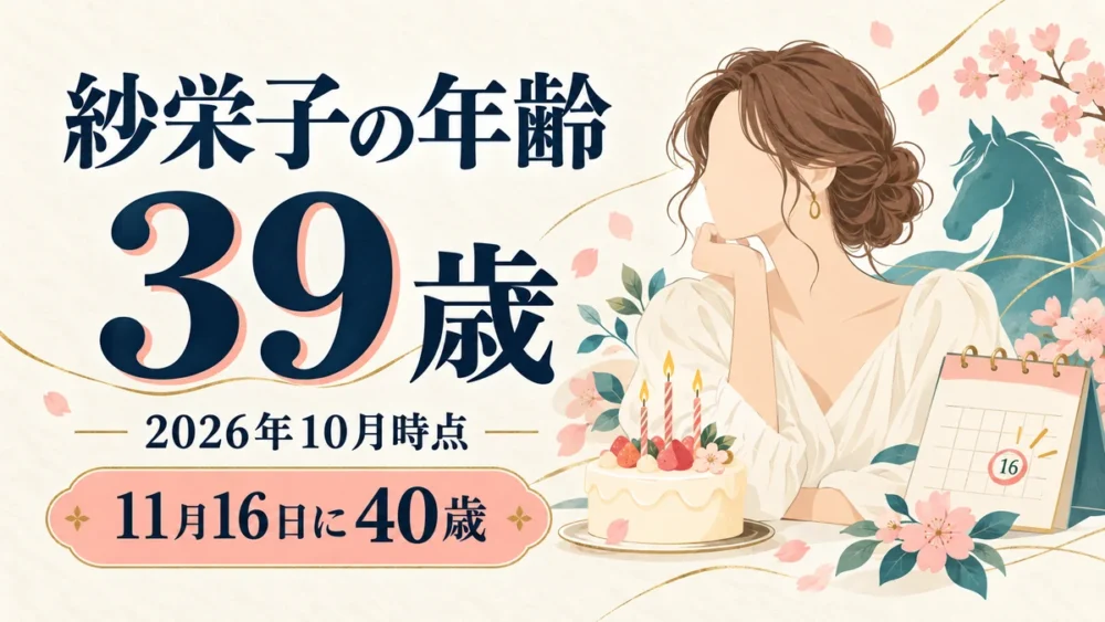 紗栄子の年齢39歳と40歳の誕生日を示すイラスト