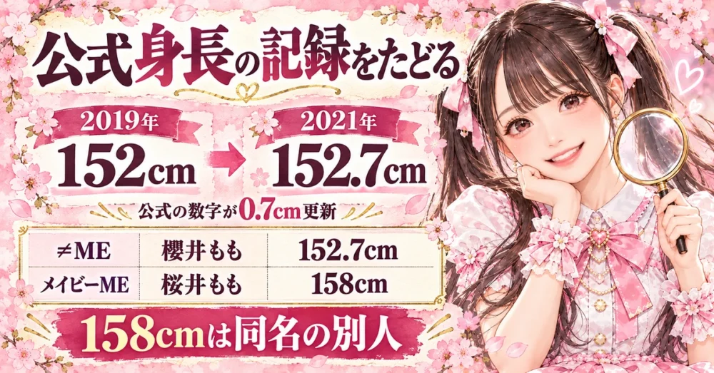 152cmから152.7cmへの変化と同名の別人の数字