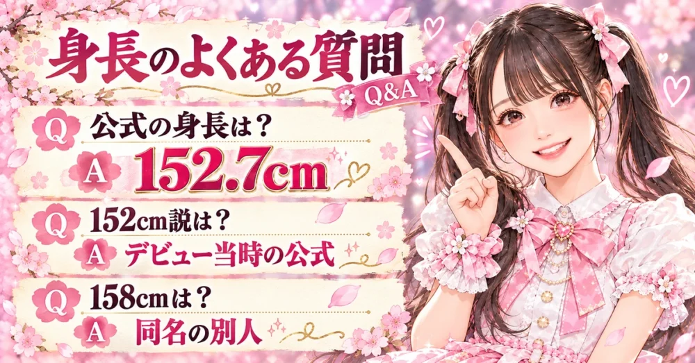 公式身長・152cm説・別人の158cmのよくある質問