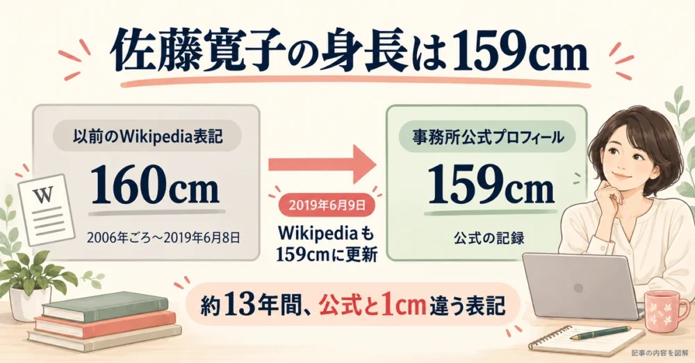 佐藤寛子の身長とWikipedia表記の変遷