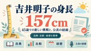 吉井明子の身長157cmと公表の経緯を示す図