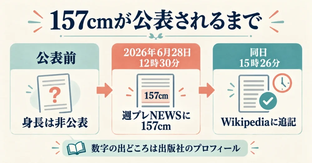 身長が非公表から157cmと公表されるまでの年表